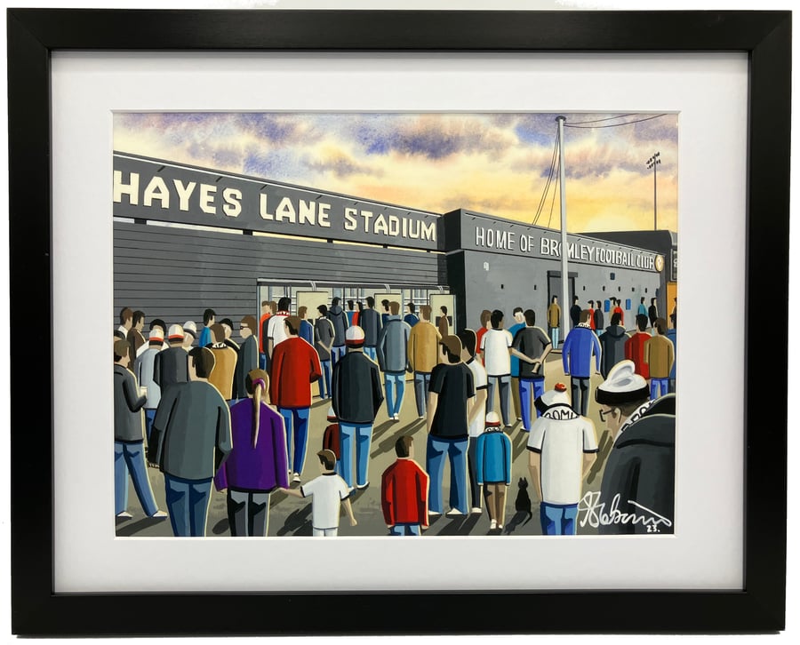 Bromley, Hayes Lane Stadium. High Quality Framed Football Art Print
