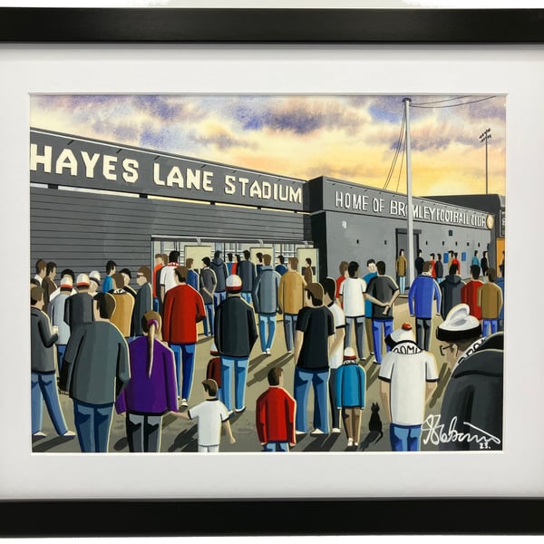 Bromley, Hayes Lane Stadium. High Quality Framed Football Art Print