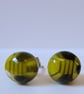 Fused glass yellow striped 'bee' stud earrings - Image 2