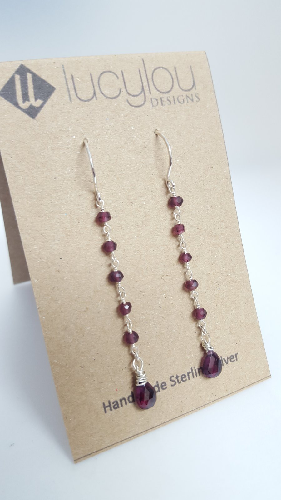 Silver and Garnet Drop Earrings