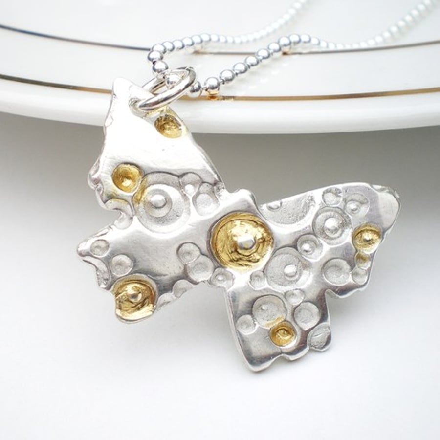 Silver and Gold Butterfly Pendant