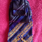 Feminine Boho Blue Striped Statement Necktie Tie Necklace Jabot