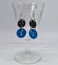 Blue and Grey Vintage Button Earrings - Image 2