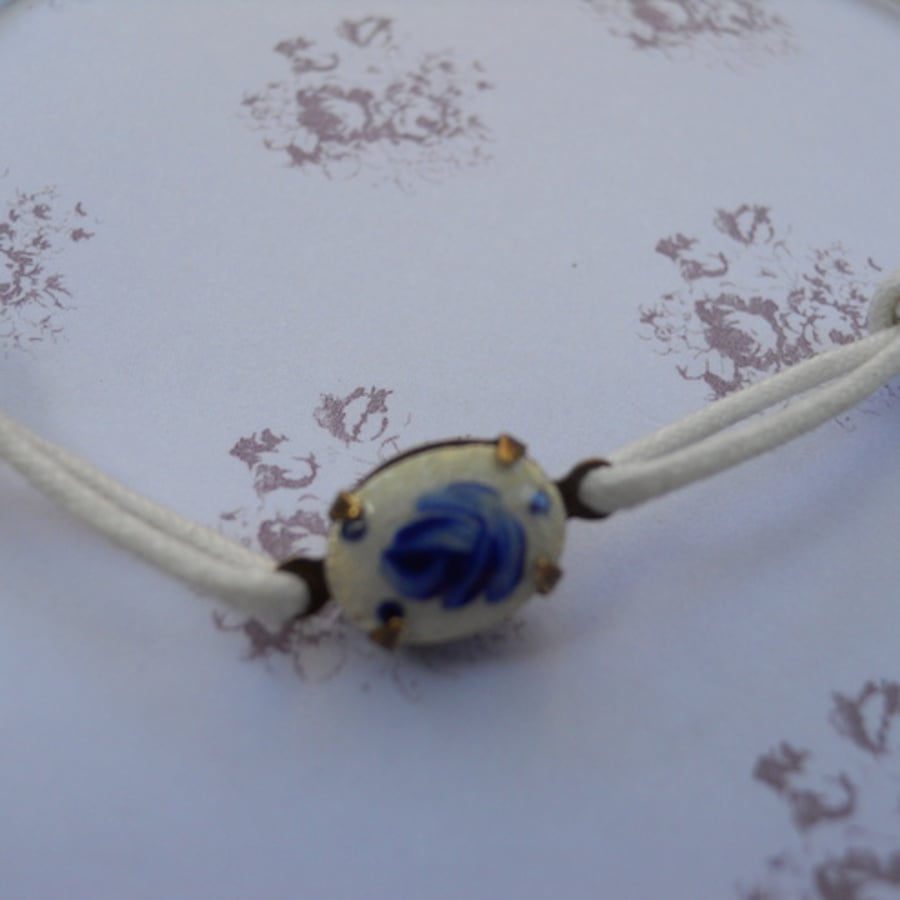 Blue and white flower friendship bracelet