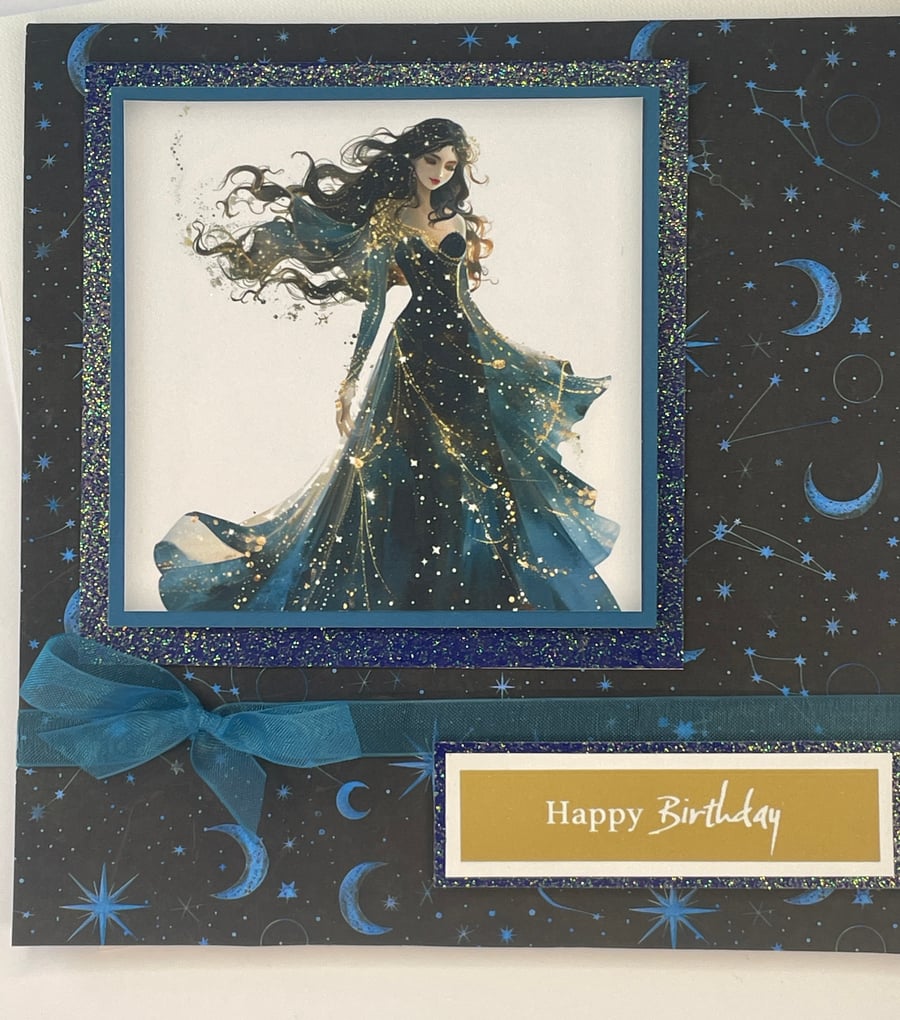Mystic magic beautiful woman Happy Birthday card