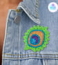 Crochet peacock feather brooch, peacock badge, peacock pin. - Image 1