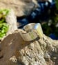Chunky Wide Band Olive Green Sea Glass and Sterling Silver Ring- Adj - 1350