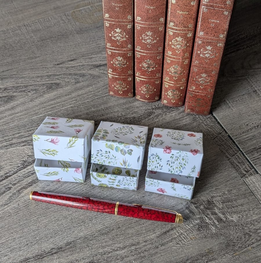 A set of three handmade, gift or presentation micro-boxes - 'Field Gems'