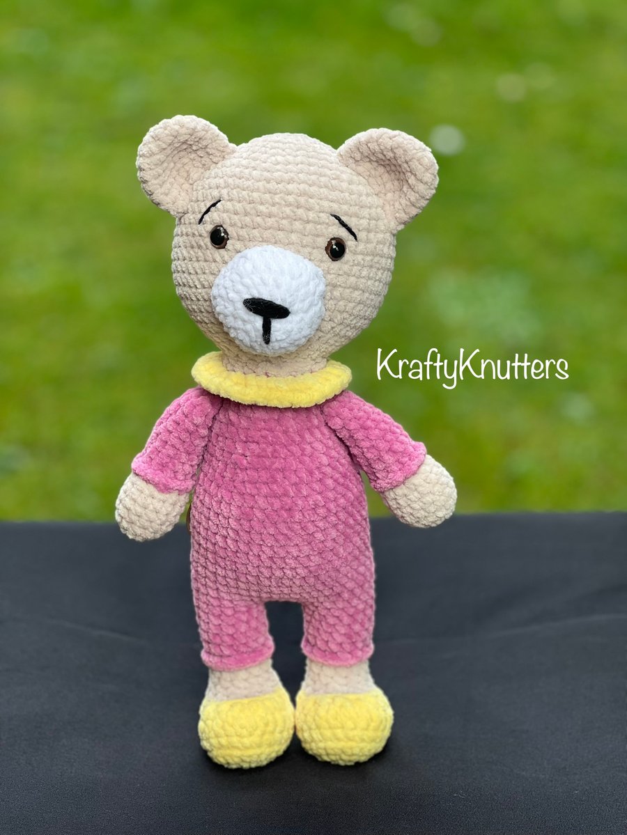 Handcrafted Crochet Teddy Bear Gift Set (3pc) - Personalised Dummy Clip main image 0