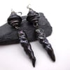 lampwork glass grey silver ceramic earrings