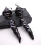 lampwork glass grey silver ceramic earrings