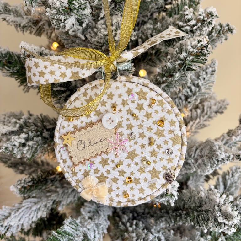 Personalised Gold Star Bauble - Christmas Keepsake Decoration 
