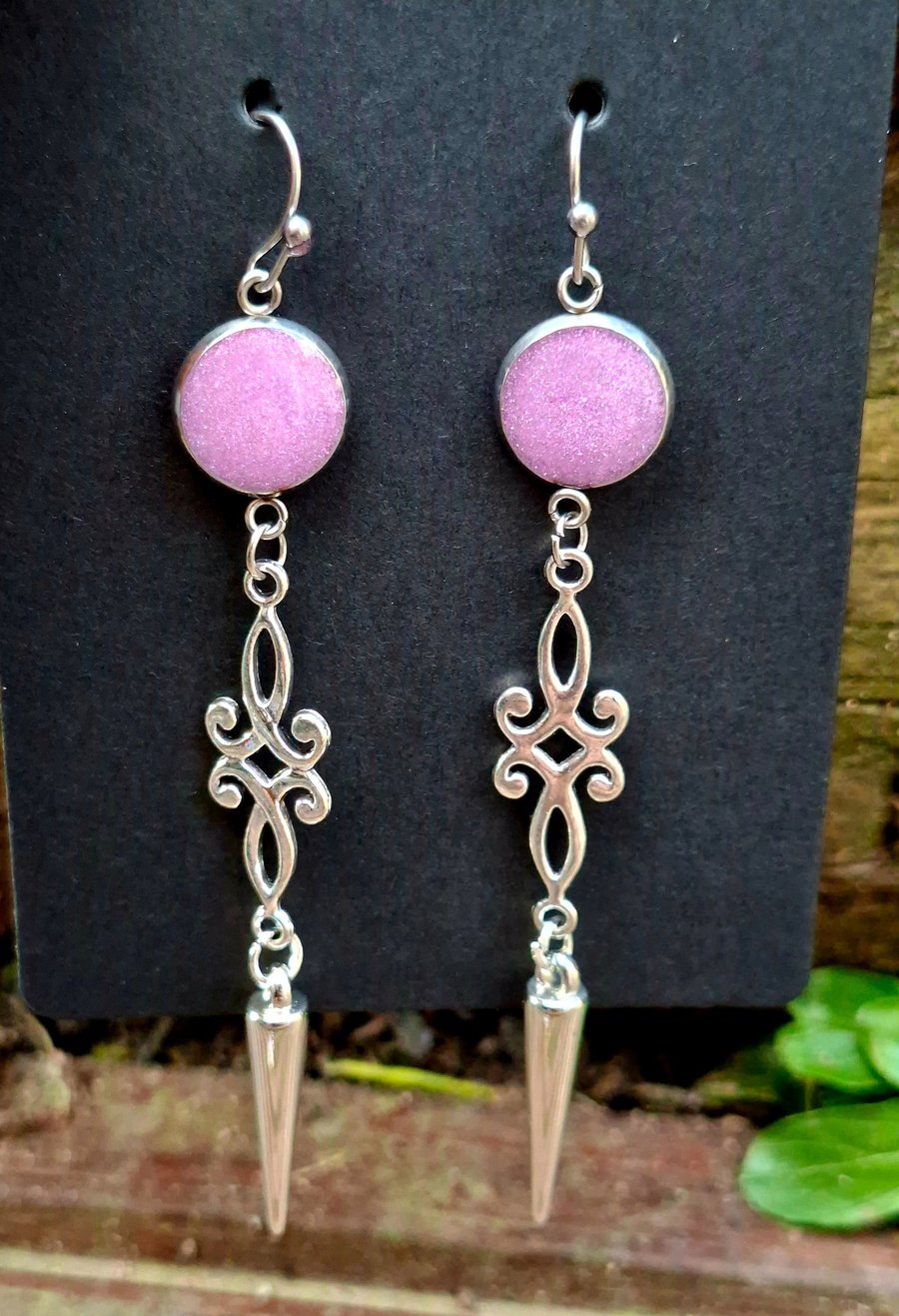 Gothic filigree spike earrings handmade goddess enchanted dangle witch emo punk