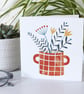 Orange Flowers Vase Greetings Card