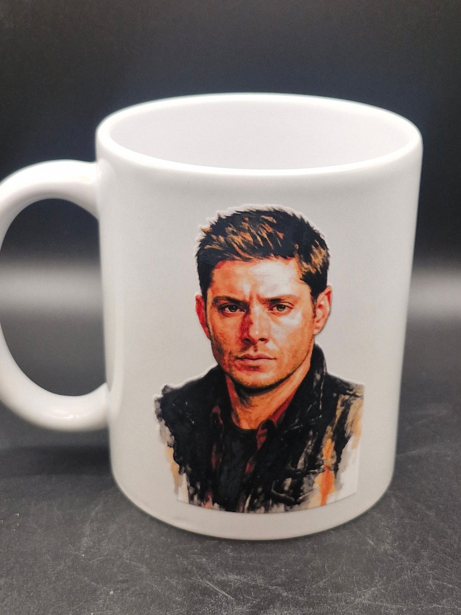 New Dean Winchester Mug Supernatural TV Series Water Colour Portrait Fan Art