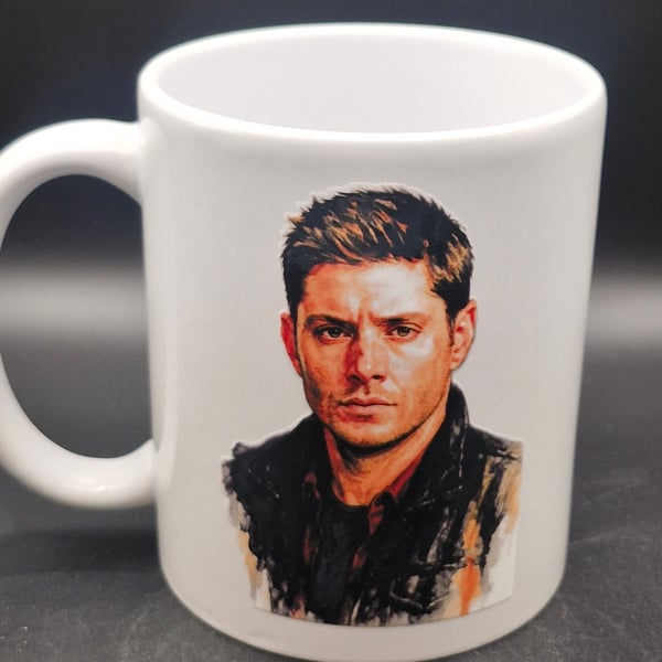 New Dean Winchester Mug Supernatural TV Series Water Colour Portrait Fan Art