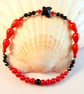 Red Bamboo Coral Bracelet With Black Spinel And Swarovski Butterfly - Image 8