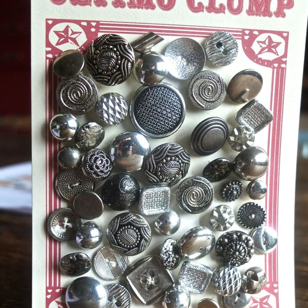 50 Vintage Silver Buttons