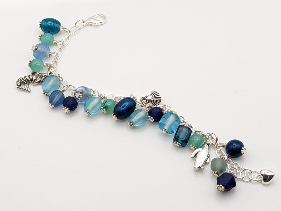 Blue seaside charm bracelet