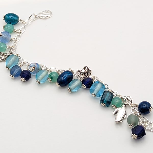 Blue seaside charm bracelet