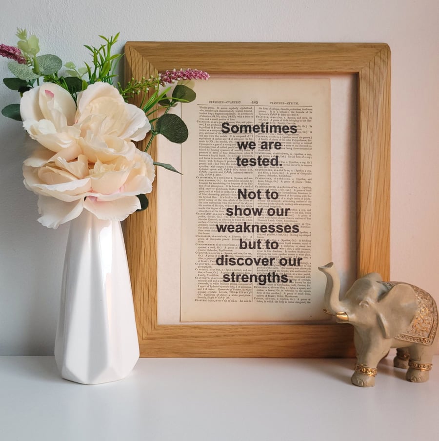 Unframed 1800s Dictionary Page Quote Print - "Sometimes We Are Tested-Print Only