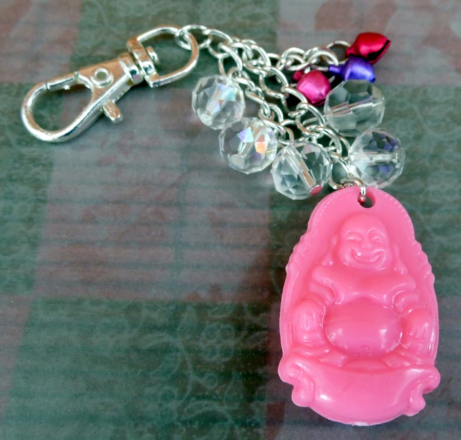 Laughing Pink Buddha bag charm