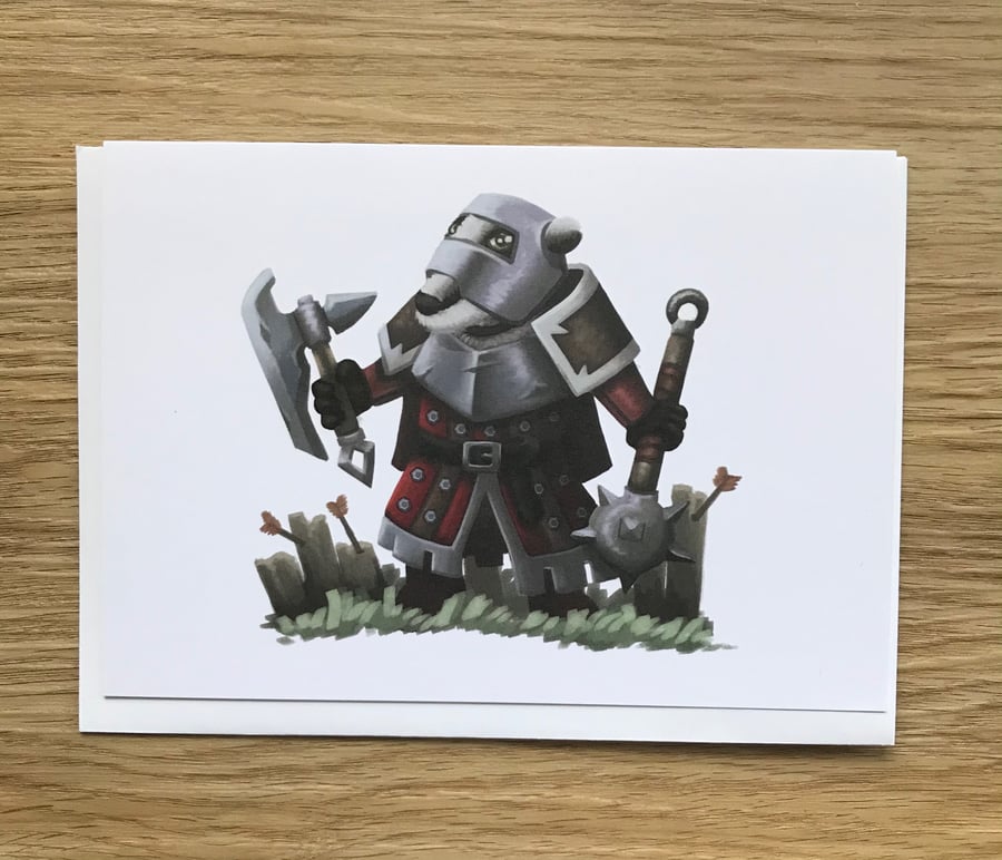 Badger Soldier Blank Greeting Card