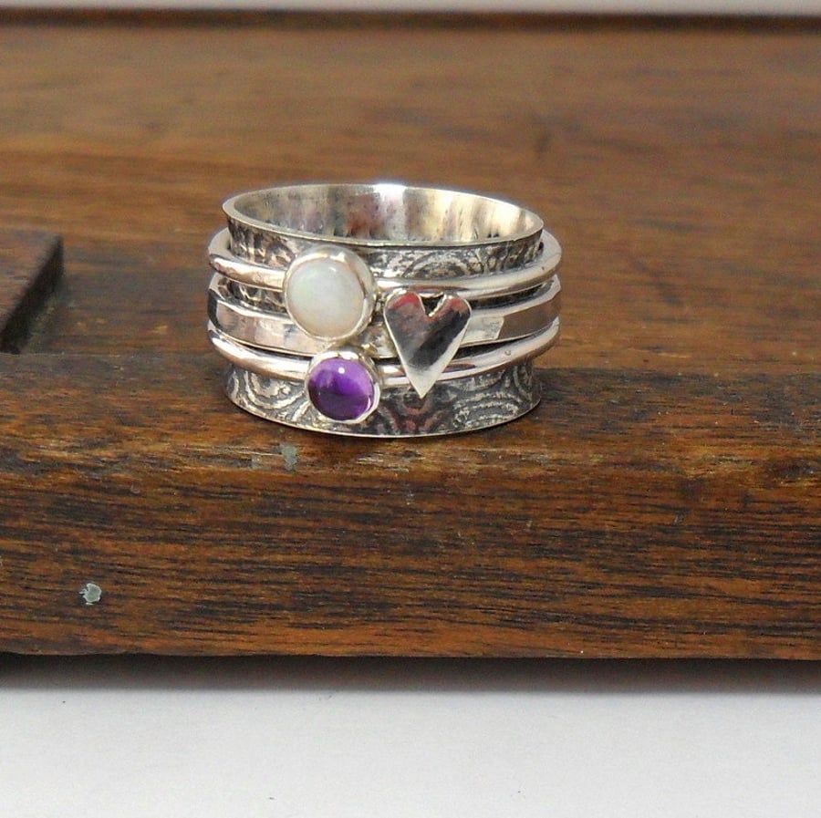 Amethyst & Opal Spinner Ring