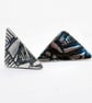 Flat silver triangle stud earrings - Image 1