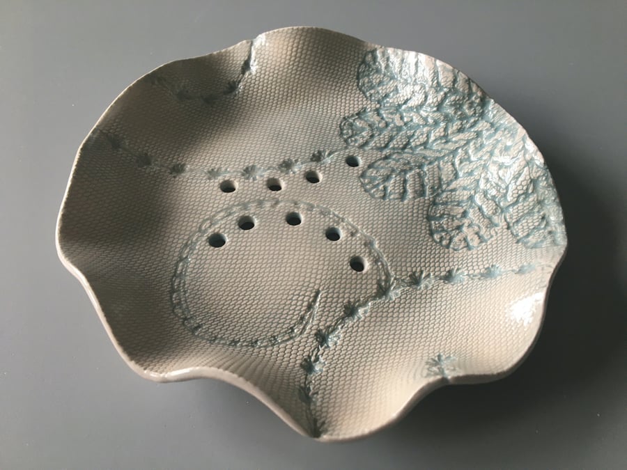 Soap Dish handmade ceramic extra large round dish with drainage