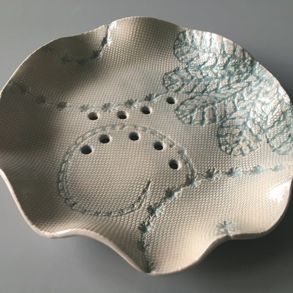 Soap Dish handmade ceramic extra large round dish with drainage