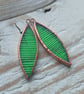 Green Textured Stained Glass Leaf Pair - Image 1