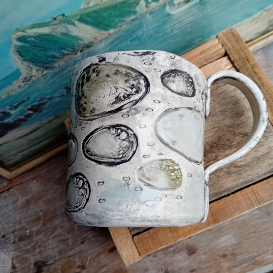 Ceramic handmade coffee mug vintage bird egg