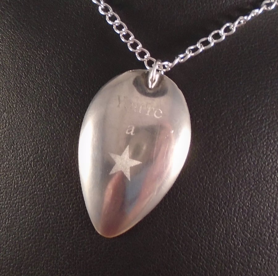 Upcycled Silver Plated You're A Star Engraved Spoon Necklace SPN052104