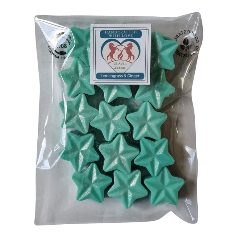 Soy Wax Melt Stars Pack of 15 Lemongrass and Ginger Fragrance 100g
