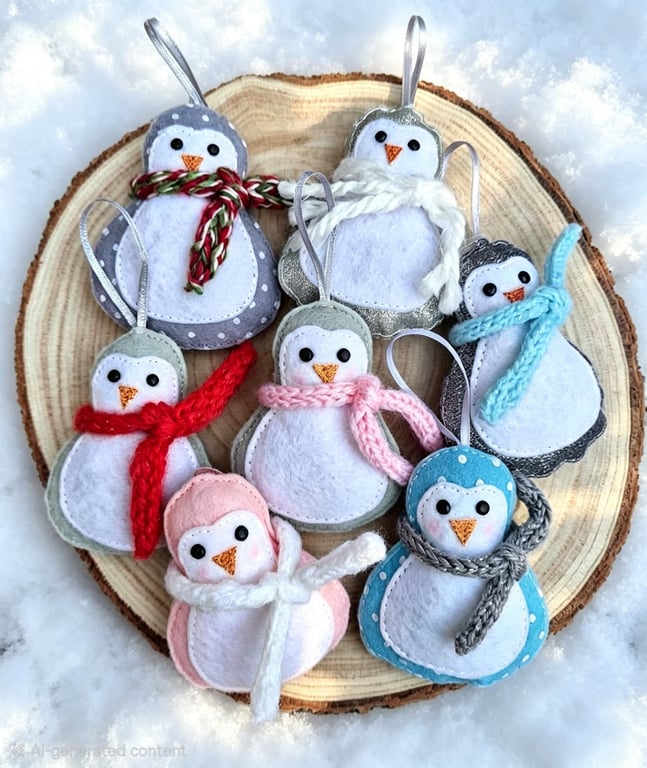 Felt Penguin Lucky Dip Ornament Handmade Christmas Decoration 