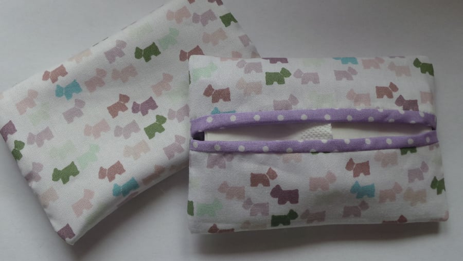 Fabric Pocket Tissue Holder Scottie Dogs hand made