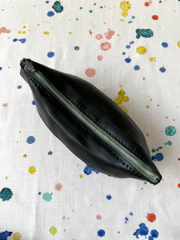 Polka Dot Lined Inner Tube Bag - Dark Green Zip - Prototype - Super Seconds