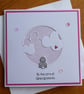 Grandparents Card - Rabbit With Clouds - Pink