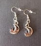 Silver chunky moon and star detail charm dangle earrings  - Image 1