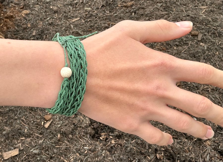 Hemp Bracelet. Bracelets. Green Wrap Bracelet. Hemp Jewellery. Casual Jewellery.