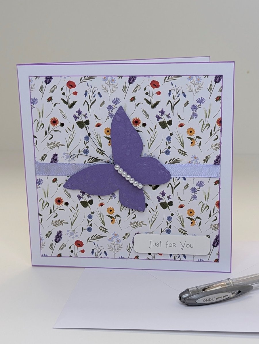 Butterfly card, pretty handmade any occasion card for her 