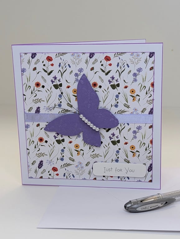 Butterfly card, pretty handmade any occasion card for her 