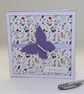 Butterfly card, pretty handmade any occasion card for her 