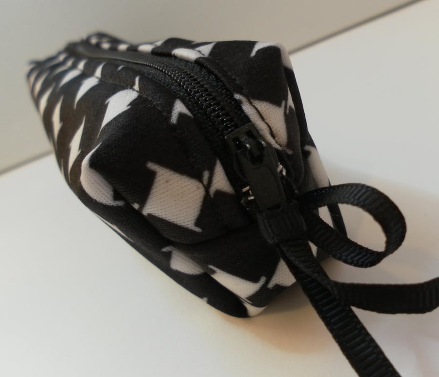 Pencil case, make up bag, black and white