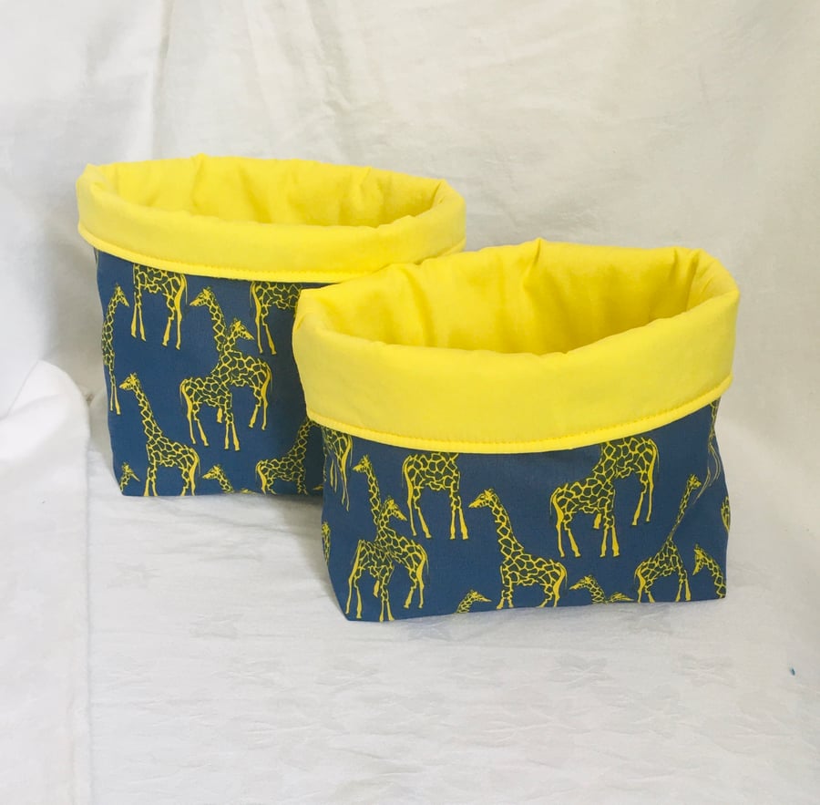 Stunning Set of Fabric Boxes, Fabric Storage Baskets, Giraffe Boxes, Home Decor.