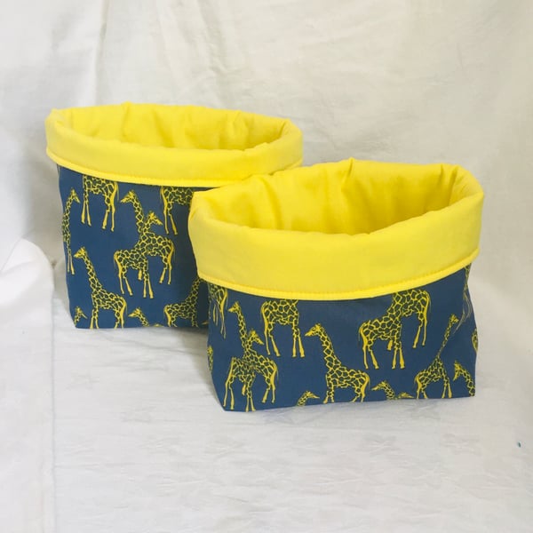Stunning Set of Fabric Boxes, Fabric Storage Baskets, Giraffe Boxes, Home Decor.