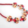 Scarlet & cream roses necklace