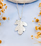 Hawthorn Leaf Pendant - Recycled Silver Real Leaf Necklace - Image 2