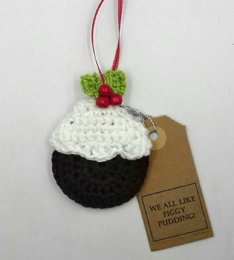 Crochet Christmas Pudding Tree Decoration 
